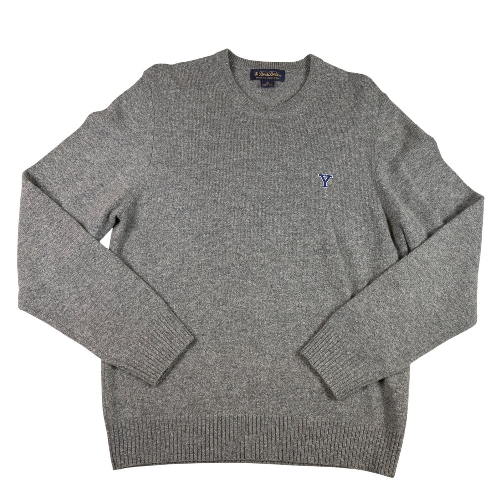 Brooks Brothers‎ Yale University Lambswool Sweater Mens Medium Gray Crewneck Ivy
